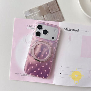For iPhone 16 Pro Max Case Magnetic with Griptok TPU Polka Dot with Griptok Polka Dot Phone Case For iPhone 15 Cover 手机壳 Aesthetic Korean Cute