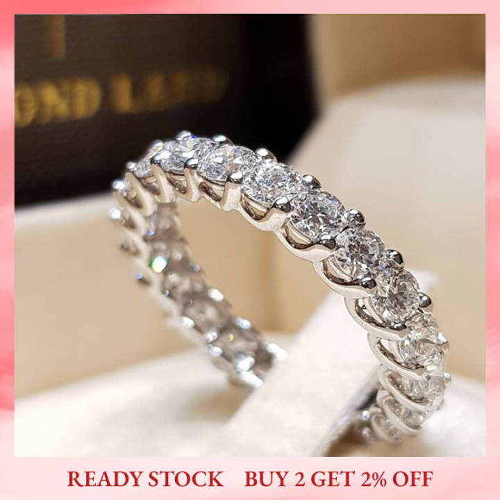 AROMANI【Ready!】New Moissanite Row Rings For Women 925 Sterling