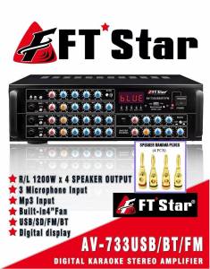 FT STAR AV-733USB 1200Wx2 Karaoke Mixing Amplifier With USB and SD PortFM