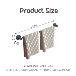 【Woody】Drill-free towel rack disc towel rack space aluminum rack bathroom slippers rack multi-functional towel bar traceless wall hanging