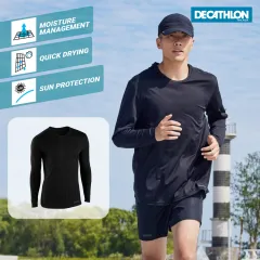 Decathlon Surfing/ Beach Men Long-Sleeved UV Protection T-Shirt 100 Grey -  Olaian