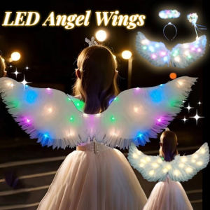 LED Luminous Angel Wings Halo Headband Fairy Wand Skirt Kids Cosplay Costume Girls Gifts