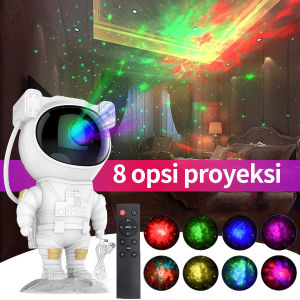 DL Galaxy Star Projector Night Light Astronot Starry Sky Lamp Home Room proyektor astronot