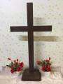 JESUS CRUCIFIX WOODEN CROSS STAND 63CM/25 INCHES. 