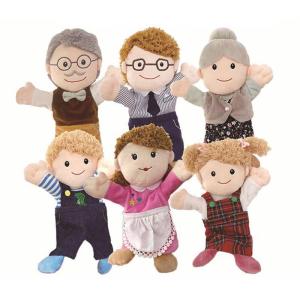 30cm Family Open Mouth Puppet Soft Plush Doll Toy Mom and Dad Ventriloquist To Tell A Story Puppet Role Play Hand Puppet Early Educational Storytelling for Kids