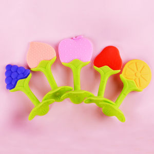 Baby Fruit Teether Silicone Hand Hold Teether Baby Teething Toy NON-TOXIC Baby Molar Teether Toy Pacifier Can Be Sterilized
