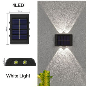 Warmtaste 4/6 LED Solar Garden Light Outdoor Waterproof Automatic Sensor Wall Light Up and Down Lighting Christmas Decoration Fence Light for Yard Villa House Corridor Patio Landscape Warm White