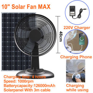 GENGYAN-N Solar electric fan solar wall fans with charger solar stand fans 16/14/12 Inch with 2 bulbs solar panel DC 220V AC charging fans emergency light waterproof IP67 solar light rechargeable mute quiet for Baby Sleep Remote control intelligent