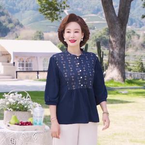 Three Quarter Sleeve Mom Summer Clothes Stylish Shirts Chiffon Shirts Middle Age Women Plus Size New Fashion Short Sleeve Tops