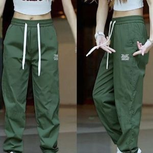 Womens Ice Silk Pants Summer New High Waist Slimming Quick Drying Fashionable Loose Casual Work Pants