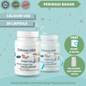 CALSIUM USA HEIGHT UP INCREASE HIGH BODY MEDICIANE supplement tingkatkan ketinggian badan original multivitamin aktifkan hormon pertumbuhan kanak kanak dewasa kekalkan tulang bone grow up booster herba alami tiada efeck samping 30 capsule malaysia