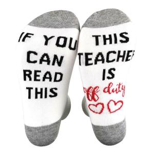 Men Women Novelty Letters Words Crew Socks Funny Saying If You Can Read This Nurse Teacher Is Off Duty Hosiery Gifts