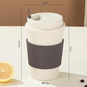 400ml Wheat Straw Coffee Cups With Lids Reusable Drinking Cup Leakproof Coffee Tea Mug Eco-Friendly Espresso Cup Water Cup