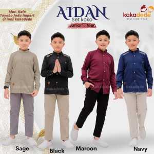 SETELAN KEMEJA KOKO LENGAN PANJANG ANAK LAKI-LAKI/SET KOKO JUNIOR AIDAN USIA 6-14 TAHUN