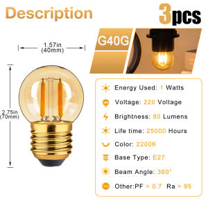 3 Gói E27 LED Edison Bulb 1W 220V bóng đèn LED dây tóc Retro Ấm bóng đèn trắng 1W Thay Thế 10W bóng đèn sợi đốt Cổ Điển 90% Tiết Kiệm Năng Lượng Đèn Cho Đèn Chùm Thay Thế