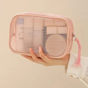 SUTONGXUE Lưới thoáng khí Túi đựng mỹ phẩm bằng lưới Dung lượng lớn Trong suốt Hộp đựng đồ trang điểm du lịch Thường ngày Cầm tay Ví đựng tiền xu Phụ nữ
