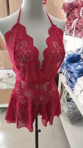 Women Backless Lace Open Crotch Nightdress Sleepwear Comfortable Nightwear Baju Tidur Wanita 情趣性感睡衣