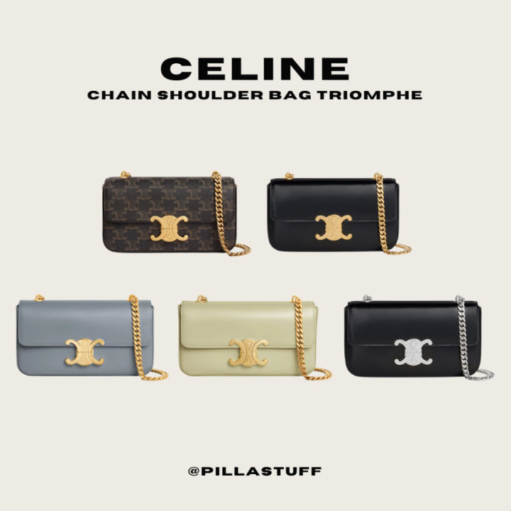 แท้100%🔥 Celine Triomphe shoulder bag with chain strap กระเป๋าเซ
