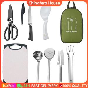 8pcs Camping Cookware Utensils Travel Set Stainless Steel Camping Cooking Utensils Set Camping Cooking Set Camping Gear