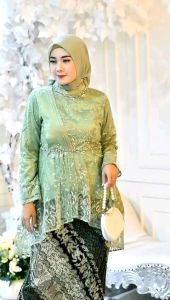 TUNIK NAUREN / TUNIK TILE PAYET TERBARU / SETELAN KEBAYA LAMARAN / SERAGAMAN KEBAYA / ATASAN KEBAYA KEKINIAN TERBARU / SETELAN KEBAYA WARNA SAGE