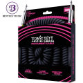 Ernie Ball P06044 Coiled Straight to Straight Instrument Cable, Black, 30ft. 