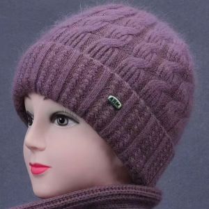 FLYING Thickened Beanie Cap Round Top Solid Color Winter Hat Fashion Ear Protection Winter Cap Women