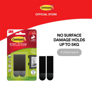 3M™ Command™ Medium Picture Hanging Strips 17201BLK No Surface Damage 4 pcs/pack Black For picture hanging