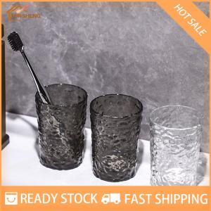 MIH ✨ COD ✨ ถ้วยใส่น้ำยาบ้วนปากแปรงสีฟันพลาสติกพร้อมที่จับแก้วน้ำในบ้านห้องน้ำแบบพกพาที่วางแปรงสีฟันโปร่งใส