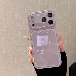 Luxury Reflective Large Window Glass Case for iPhone 17 16 15 14 13 12 Pro Max Premium Crystal Acrylic Shockproof Armor Cover
