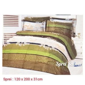 Sprei Bunga Katun Kasur No 3 Extra Single Super Single Size Ukuran 120x200 Tinggi 30 Lebih Sprei Home Made Corak Motif Bunga Hijau