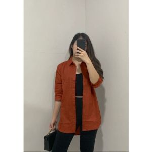 Kemeja Linen Wanita Oversize Linen Shirt Kemeja Wanita Lengan Panjang