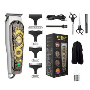 Hiena Hair Clippers Professional Cordless Barber Clippers for Men Hair Cutting Kit Wireless Hair Trimmers 0mm Carving Detail Trimmer