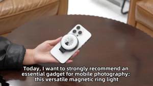 ไฟเติมแม่เหล็กสำหรับ iPhone 16 15การถ่ายภาพสากลถ่ายทอดสด LED Selfie Ring Lamp Retractable Flip Bracket