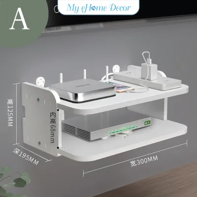 TV wall set top box rack wifi router storage living room wall hanging decorative space saver bedroom rack rak dinding