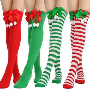REEBO Soft Fashion Bows Sweet Thigh Stockings Ball Knee High Socks Women Stockings Hosiery Winter Over Knee Socks Christmas Socks