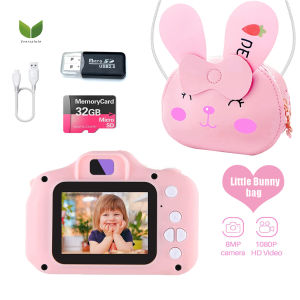 Eversalute 2 Inch Toy Camera For Kids With 32GB Memory Card And Little Bunny Bag Camcorder Rechargeable Digital Camera with 1080P HD IPS Display Screen And 8MP Camera Outdoor PlayGreat Birthday Gift For Girl