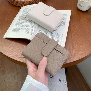 NCUMBE Zipper Womens Wallet Solid Color PU Leather Card Holder Compact Multiple Card Slots Coin Purse Travel Use