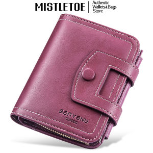 BANYANU ของแท้หนังผู้หญิงกระเป๋าสตางค์ผู้ถือบัตรกระเป๋าสตางค์ขนาดเล็กกระเป๋าสตางค์สามพับสำหรับผู้หญิงที่มีซิปกระเป๋าใส่เหรียญ