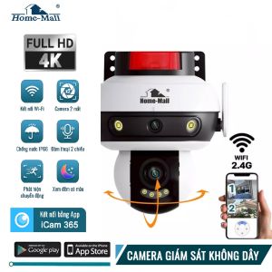 Camera giám sát ngoài trời chống nước 2 màn hình phát hiện chuyển động đàm thoại 2 chiều còi báo động,ứng dụng iCam365