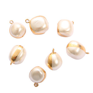1Pc Natural Pearl Pendant Round Double Hole Connector Pendants For Jewelry Making DIY Earring Bracelet Necklaces Accessories