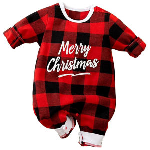 Boys and Baby Girls Christmas Santa Claus Costumes Baby Christmas Outfit Infant Xmas Long Sleeve Bodysuit Hooded Clothes Set Size 0-12 Months