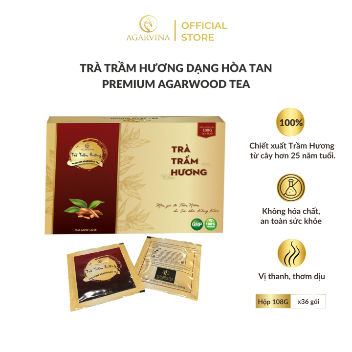 Trà Trầm Hương AGARVINA hòa tan - Hộp 36 gói x 3g (108g) | Lazada.vn