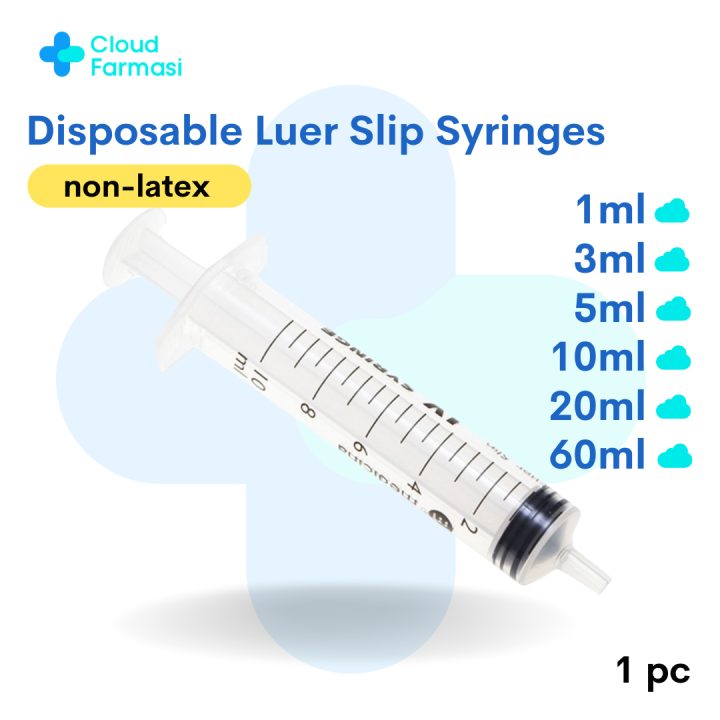Disposable Syringe Luer Slip without Needle 1ml/1cc | 3ml/3cc | 5ml/5cc | 10ml/10cc | 20ml/20cc | 60ml/60cc [[1pcs]]
