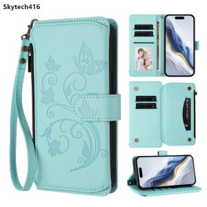 Casing For Realme GT Neo 3 3T 5 204W 6 6T 7 Pro Racing V23 5G Case Zipper Butterfly Wallet Leather Card Slot Flip Skin Cover