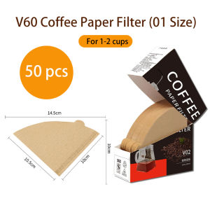 V60 Coffee Filter Paper Sector Coffee Paper Filter 01 / 02 Sizes 50 pcs Unbleached Off  Natural Brown Hand Dripping Coffee Filter Paper Cafe Home Kitchen
