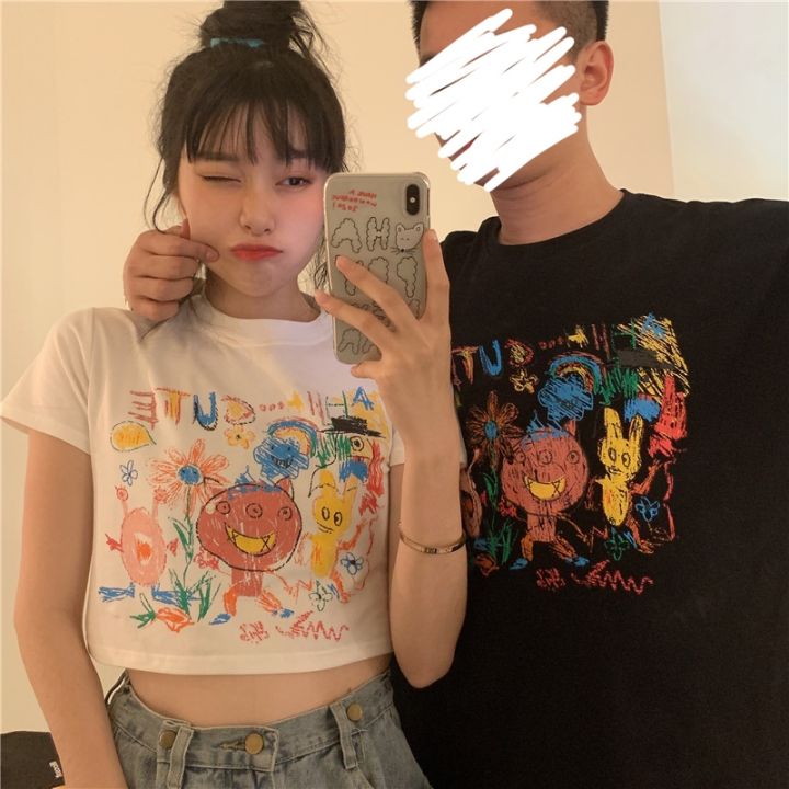 couple t-shirts sale for men and women Y2k Egirl Kawaii Harajuku