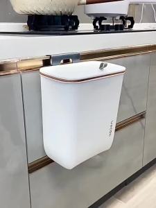 Kitchen Dustbin Wall-mounted 7/9L Capacity Trash Can with Cover Household Bathroom Living Room Bedroom Light Luxury Paper Basket2026