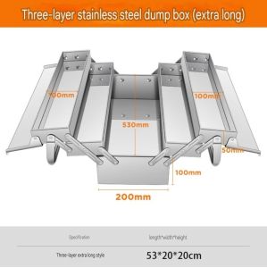 Comes Stainless Steel Three-Layer Extra Long Tool Box Household Multifunctional Storage Box With Double Handle