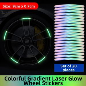 STYLETENK 20pcs/set 90.7cm Bicycle Reflective Sticker PVC Rainbow Red White Bike Wheels Rainbow Sticker High Quality Night Riding Luminous Stickers for Bike
