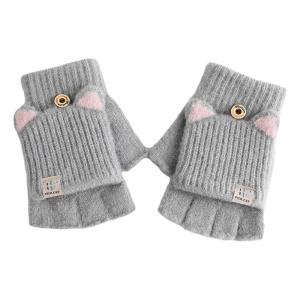 1 cặp đáng yêu dệt kim hở ngón chuyển đổi găng tay softale Găng ấm cho mùa thu đông hoạt động ngoài trời